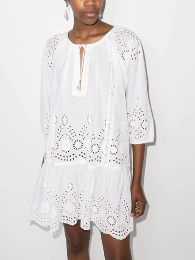 Melissa Odabash Ashley Eyelet Detail Cotton Cover-up Tunic In White
