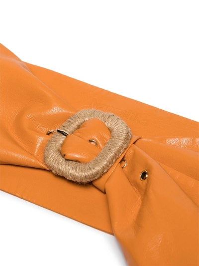 Shop Nanushka Buckled Wide Belt In Orange