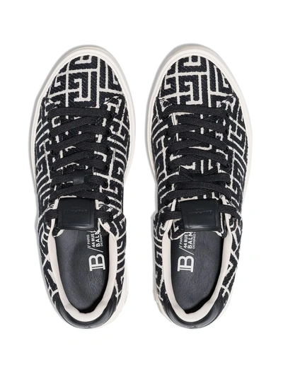 Shop Balmain B Court Monogram Jacquard Sneakers In Black