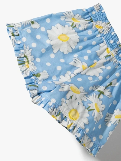 Shop Monnalisa Floral-print Ruffled Shorts In Blue
