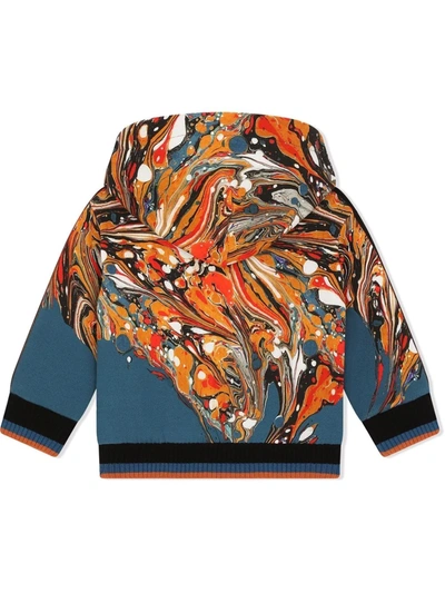 Dolce & Gabbana Multicolor Print Sweatshirt With Zip And Hood Dolce&gabbana Kids In Blue