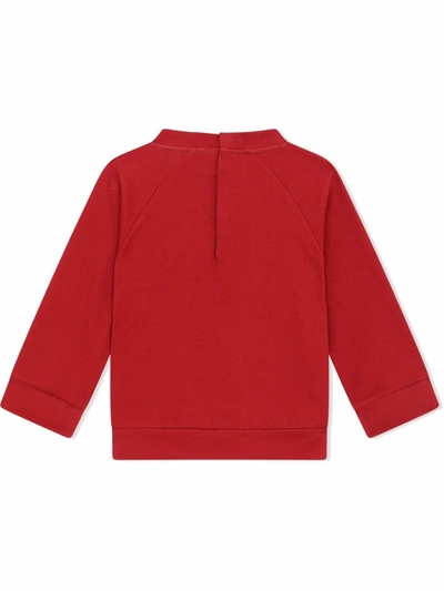Shop Dolce & Gabbana Graphic-print Long-sleeve Top In Red