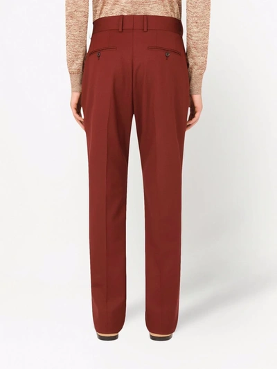 Shop Dolce & Gabbana Slim-cut Stretch-wool Trousers In Red