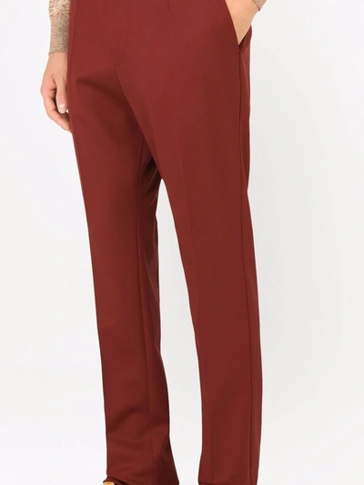 Shop Dolce & Gabbana Slim-cut Stretch-wool Trousers In Red
