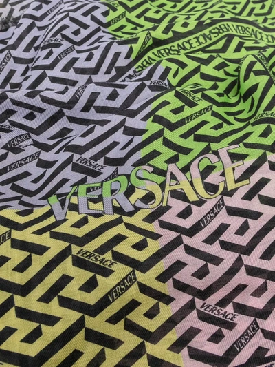 Versace La Greca-print Frayed Scarf In Multicolour