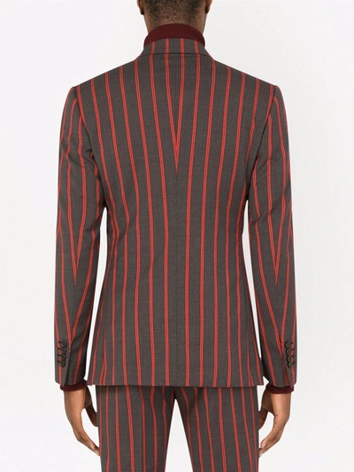Shop Dolce & Gabbana Sicilia-fit Pinstriped Double-breasted Suit In Black