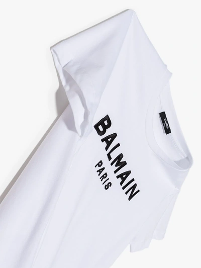 Shop Balmain Teen Logo-print T-shirt Dress In White