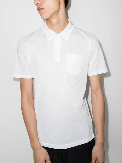 Shop Sunspel Riviera Short-sleeve Polo Shirt In White