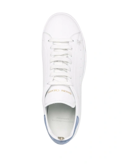 Shop Officine Creative Mower Contrasting Heel Sneakers In White