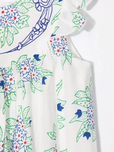 Shop Chloé Floral-print Midi Dress In Neutrals