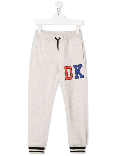 Shop Dkny Logo-print Track Pants In Grey