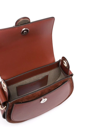 Shop Chloé Tess Ring-embellished Shoulder Bag In Brown