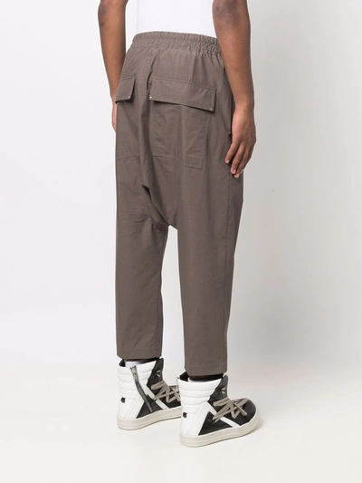 Shop Rick Owens Drop-crotch Cotton Trousers In Grey