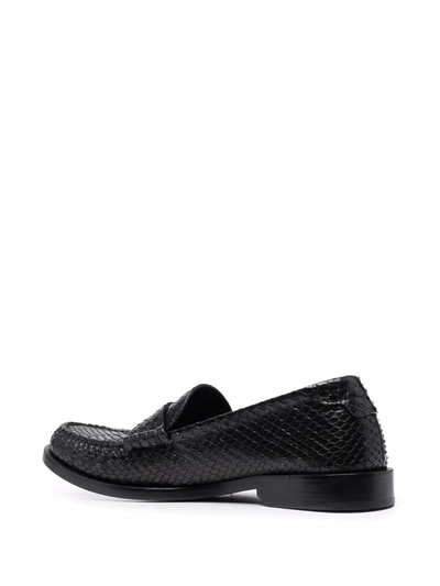 Shop Saint Laurent Le Loafer Crocodile-effect Leather Loafers In Black
