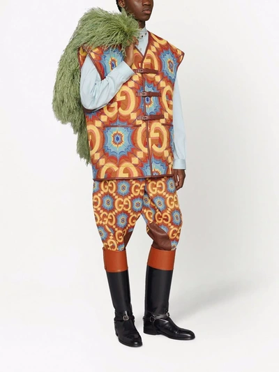 Shop Gucci Gg Kaleidoscope Equestrian-inspired Trousers In Orange