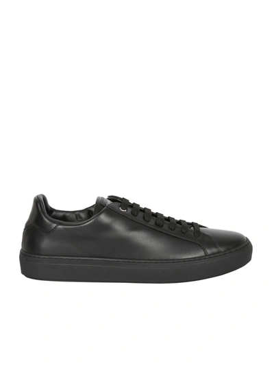 Shop Canali Leather Sneakers In Black