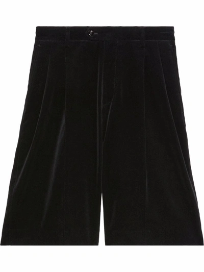 Shop Gucci Stretch-velvet Shorts In Black