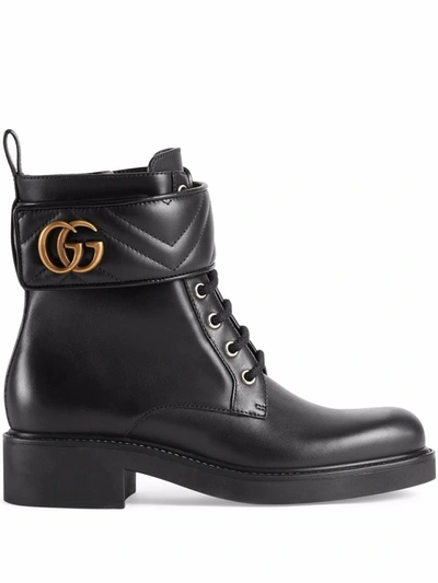 Shop Gucci Logo-plaque Ankle Boots In Black