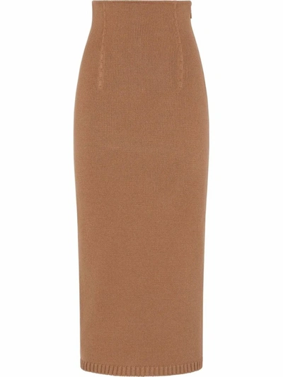 Shop Fendi Beige Cashmere Skirt In Brown