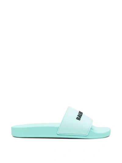 Shop Balenciaga Pool Slide Sandal In Blue