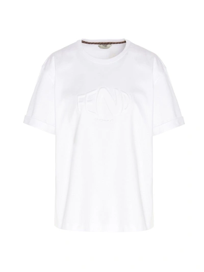 Shop Fendi White Cotton T-shirt