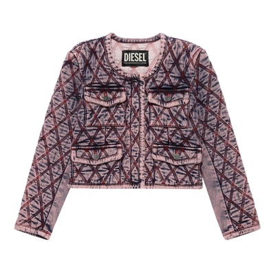 Shop Diesel Pink Denim Quilted Jacket