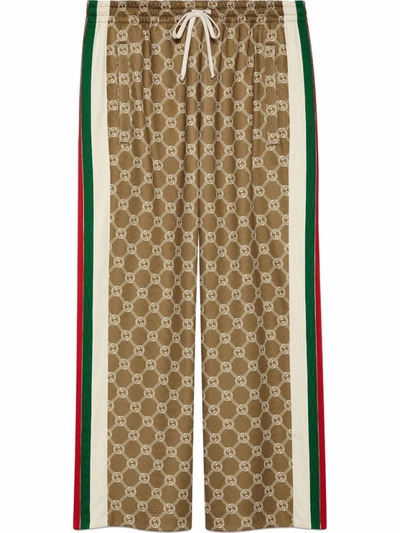 Shop Gucci Interlocking G Drawstring Track Pants In Brown
