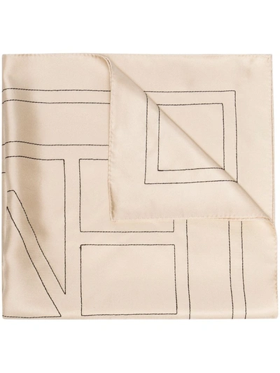 Shop Totême Cream White Monogram Print Scarf In Neutrals