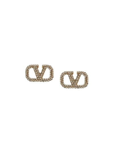 Shop Valentino Vlogo Signature Stud Earrings In Gold