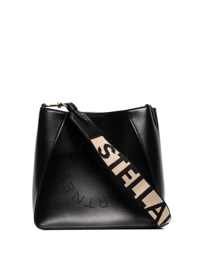 Shop Stella Mccartney Black Stella Logo Crossbody Bag