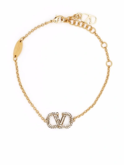 Shop Valentino Vlogo-plaque Bracelet In Gold