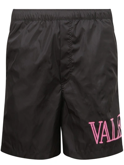 Shop Valentino Logo Beachwear In Black