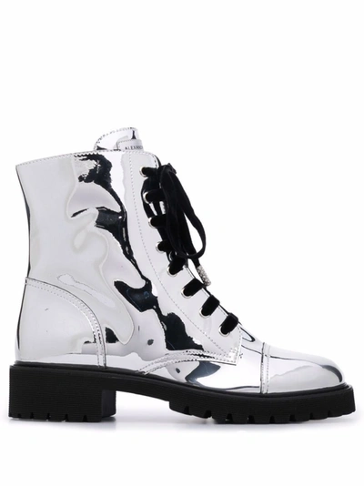 Shop Alexandre Vauthier Silver Leather Ankle Boots