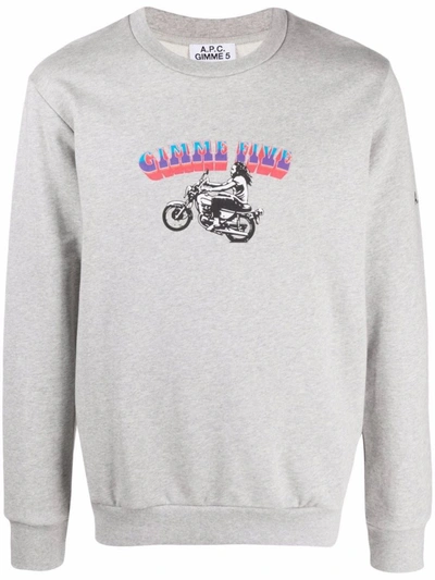 Shop Apc Grey Cotton Sweatshirt
