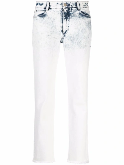 Shop Stella Mccartney Pale Blue Bleached Straight-leg Jeans