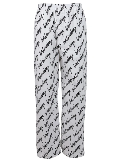 Shop Balenciaga Scribble Pajama Trousers In White