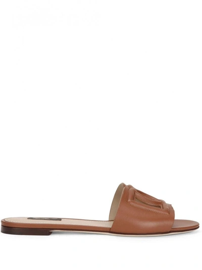 Shop Dolce & Gabbana Brown Leather Sandals