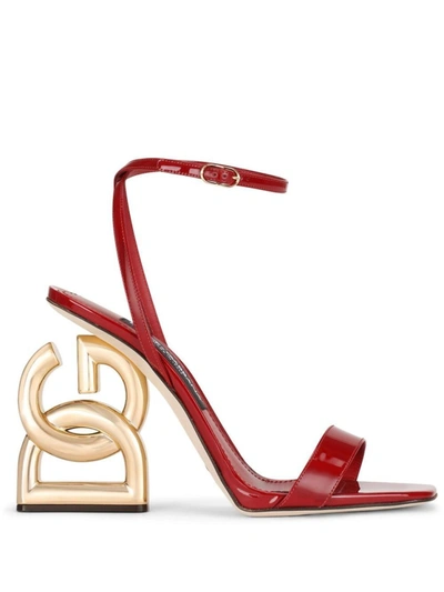 Shop Dolce & Gabbana Red Leather Sandals