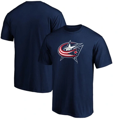 Shop Fanatics Branded Navy Columbus Blue Jackets Team Primary Logo T-shirt