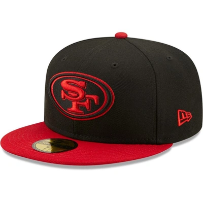 New Era Men's Black And Scarlet San Francisco 49ers Flipside 59fifty ...