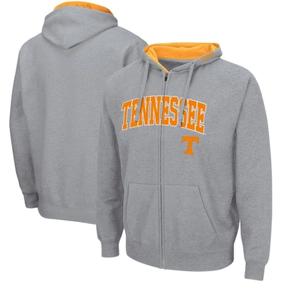 Shop Colosseum Heathered Gray Tennessee Volunteers Arch & Logo 3.0 Full-zip Hoodie In Heather Gray