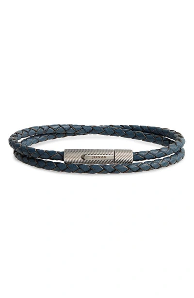 Shop Jonas Studio Braided Leather Wrap Bracelet In Blue