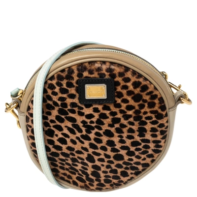 Pre-owned Dolce & Gabbana Multicolor/leopard Print Calf Hair And Leather Shoulder Bag