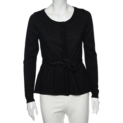 Pre-owned Moschino Cheap And Chic Black Lurex Knit Button Front Cardigan M