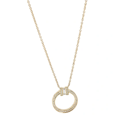 Pre-owned Tiffany & Co T Circle 18k Yellow Gold Diamond Necklace