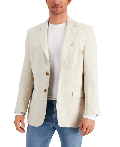 Shop Club Room Men's 100% Linen Blazer, Created For Macy's In Natural Khaki