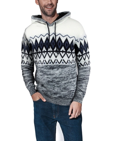 Shop X-ray Men's Color Blocked Pattern Hooded Sweater In Teal