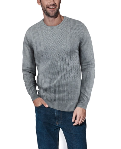 Shop X-ray Men's Crewneck Mixed Texture Sweater In Light Gray