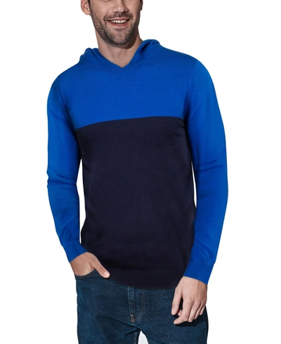 Shop X-ray Men's Basic Hooded Colorblock Midweight Sweater In Royal Blue/navy