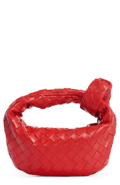Shop Bottega Veneta Mini Bv Jodie Hobo Bag In Bright Red/ Silver